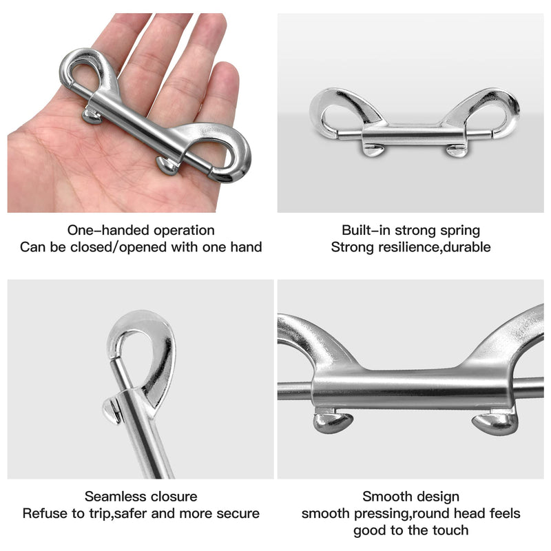 Bolt Snaps Double Ended Hook Heavy Duty 20 Sets of 3.5 inches Zinc Alloy Trigger Chain Metal Clip Spring Hook Key Chain Pet Leash, Fasteners for Home Hammock for Garage Feed Bucket Horse silvery-20