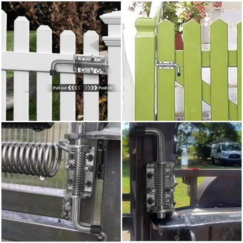 Spring-Loaded Door Latch, 12mm Solid 304 Stainless Steel Heavy-Duty Latch, Safety Bucket Bolt Latch Door Cabinet Hinge (Length: 220mm) Length: 220mm