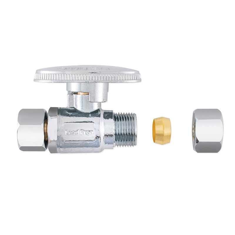 Eastman Retrofit Quarter Turn Stop Valve, 3/8 Inch OD x 3/8 Inch Female Compression, Chrome Plate, 10734LF