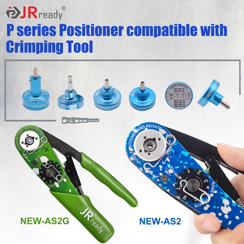 JRready M22520 2 01 series Positioner Kit ST5114 P series positioner and adjustable positioner work with NEW-AS2 NEW-AS2G NEW-W1A MH800 W1Q AS22520 2 01 crimping tool for 20 20D 22M Solid Contacts Blue-adjustable Positioner+7 P Series Positioner