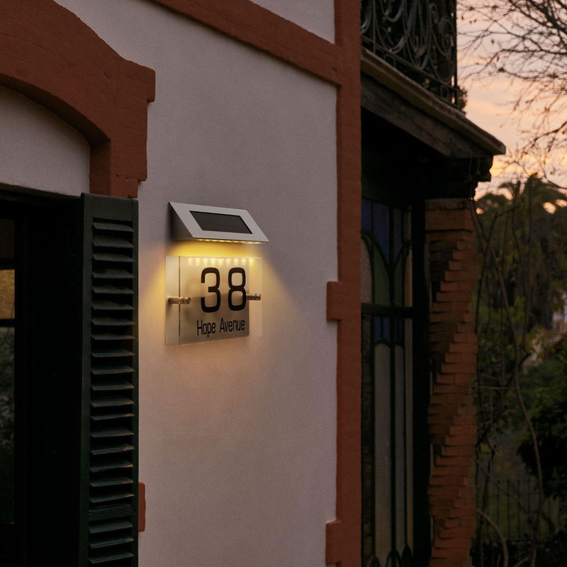 DOITOOL Solar House Numbers, Solar Address Sign LED House Numbers Solar Powered, LED Lighted Address Plaque Outdoor LED Illuminated Address Numbers for Home House Street