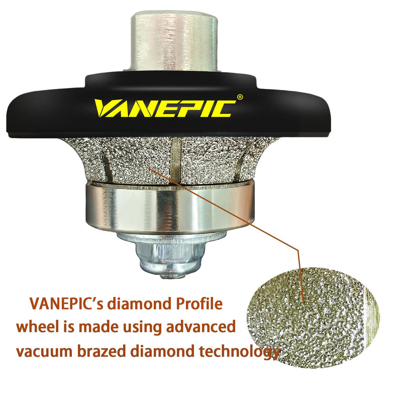 3/16 inch B5 Diamond Demi bullnose Half Bullnose Profile Wheel Diamond Hand Profiler Router bit with 5/8-11 Thread for Grinder Polisher Granite Marble Concrete and Countertop Edge