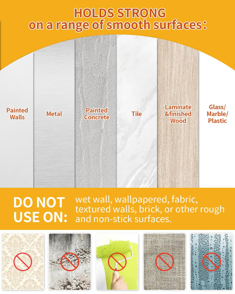 Picture Hanging Strips - 24-Pairs(48 Strips) Wall Sticky for Hanging Pictures on Wall Without Nails, Adhesive Picture Hangers Heavy Duty No Damage Picture Hanging White