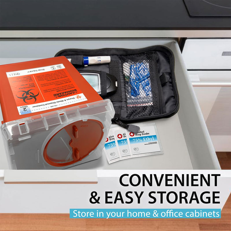 Sharps Containers for Home and Professional Use, 2 Quart Needle Disposal Container, Syringe Disposal for Home, Biohazard Containers