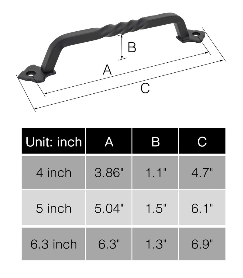 OVOV 2 Pack Barn Door Pull Handle Hardware for Wooden Garden Gate Shed Cabinet Door (6inch) 6inch