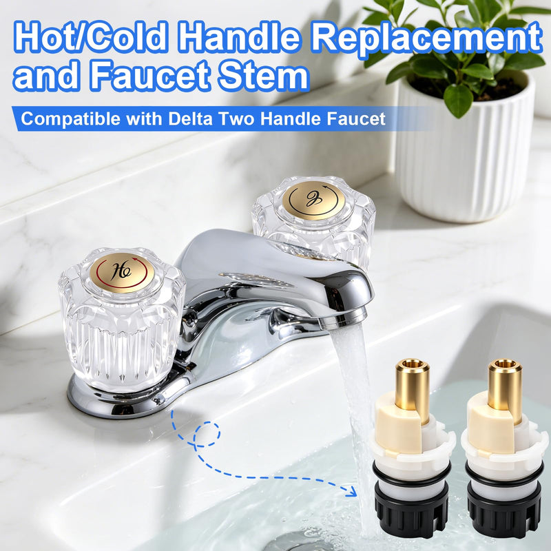 4 Pack Clear Acrylic Faucet Handle and RP25513 Cartridge Stem Repair Kit 4