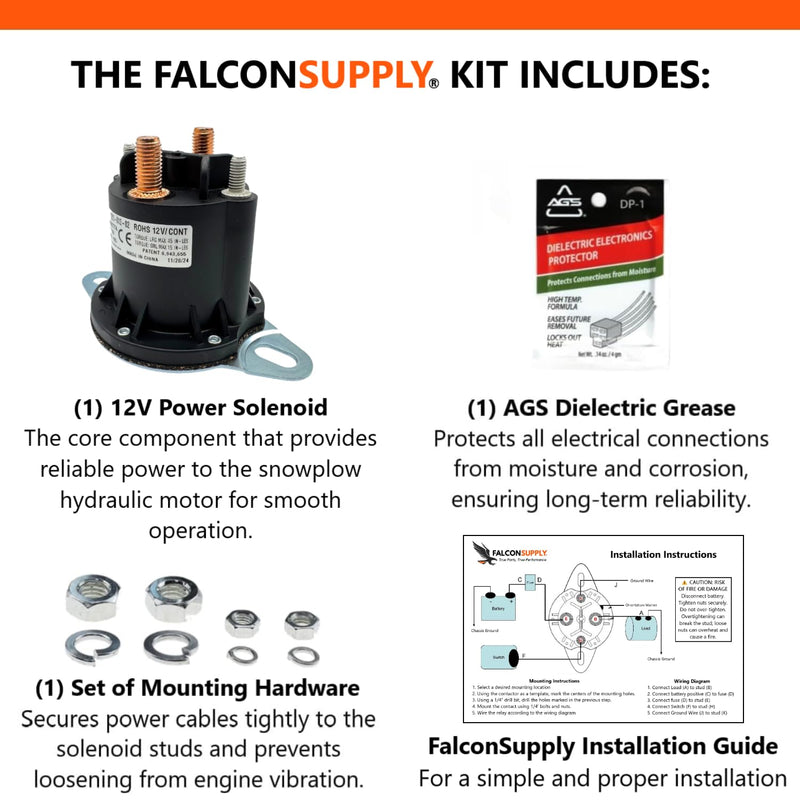 Genuine Trombetta 12V Motor Relay Contactor Solenoid Kit for Western, Fisher, Boss Snowplows, Replaces 56131K, 56131K-1, 56131K-2, 5794K, 5794K-1 for Unimount, Ultramount, Snow Plow Parts