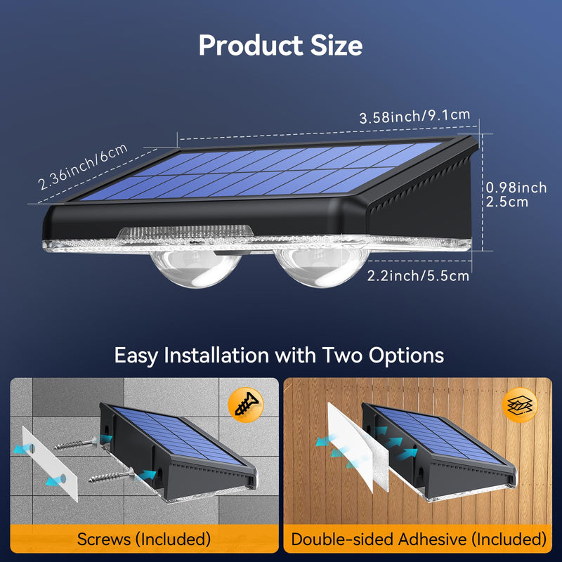 TECKNET Solar Fence Lights Outdoor 12 Pack, Warm White & 6 Colors & RGB, IP66 Waterproof LED Deck Light, Dusk to Dawn Fence Lights Solar for Wall, Railing, Step, Patio, Pool, Backyard, Outside 3000K/Color Changing