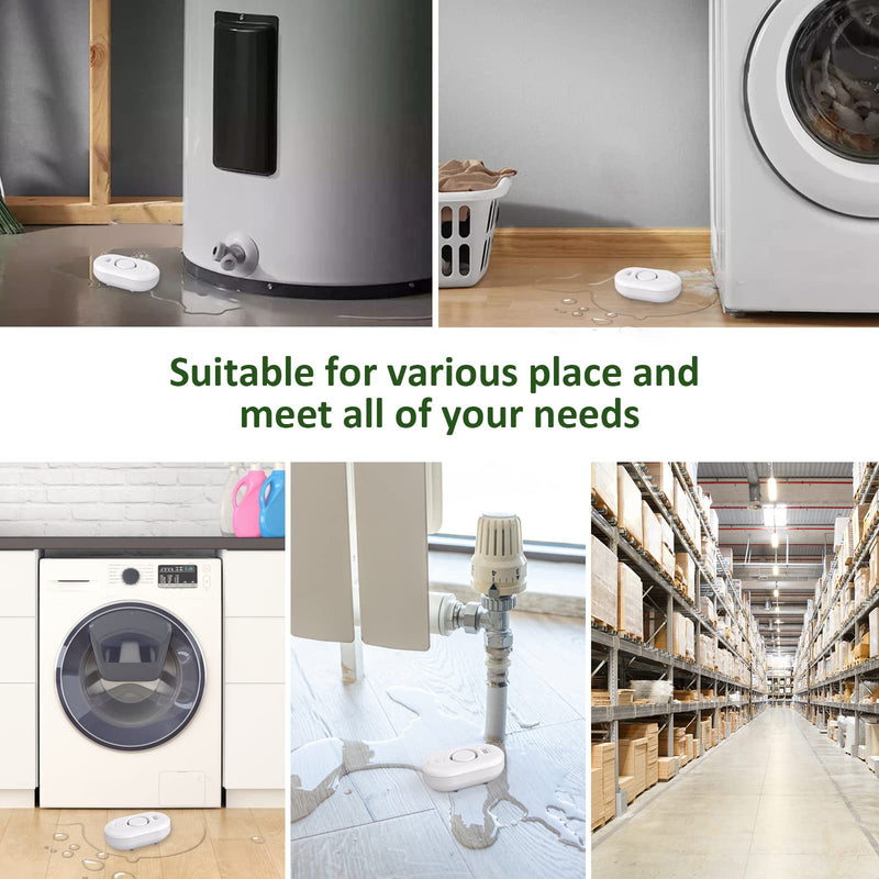 Water Leak Detector Sensor Alarm: Home Water Flooding Monitor Smart Sink Overflow Monitoring Adjustable Wet Moisture Alert Pipe Leakage Drip Detection Warning for Basement Floor 1 Sensor White