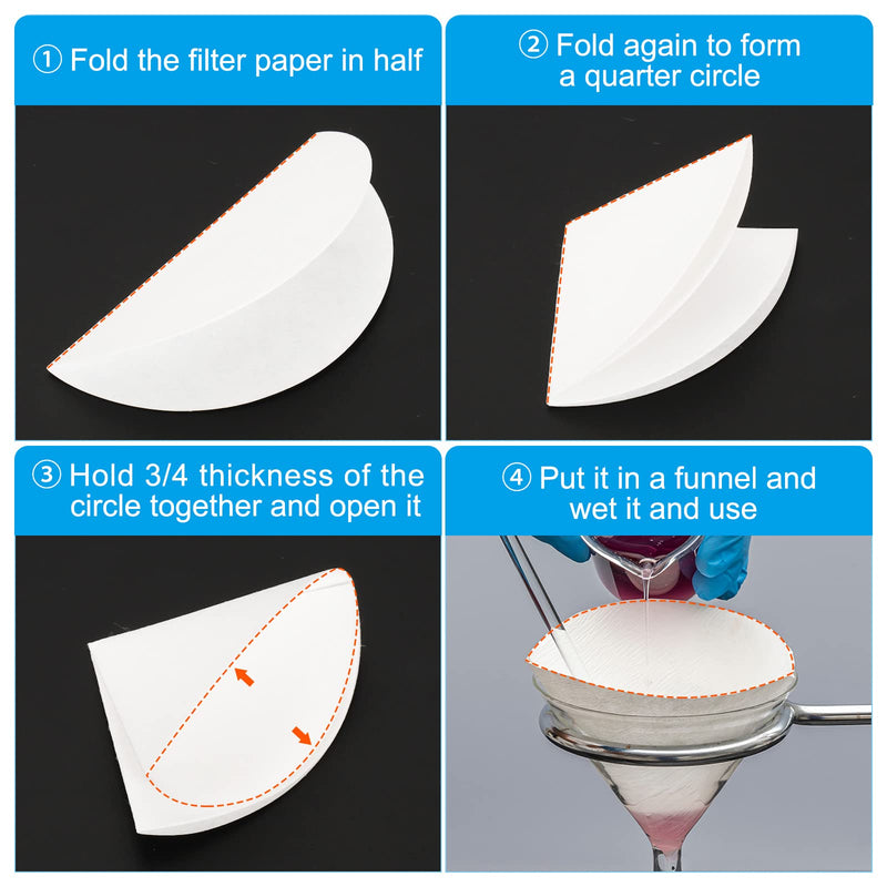 PATIKIL 100Pcs 9cm Qualitative Filter Paper Circles, Fast Speed Round Laboratory Filter Paper Chemical Industrial Oil Testing Funnel Filter Paper