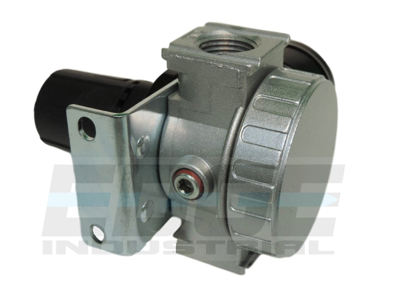 3/8" IN-LINE COMPRESSED AIR PRESSURE REGULATOR, 7 TO 150 PSI ADJUSTABLE, BRACKET, GAUGE