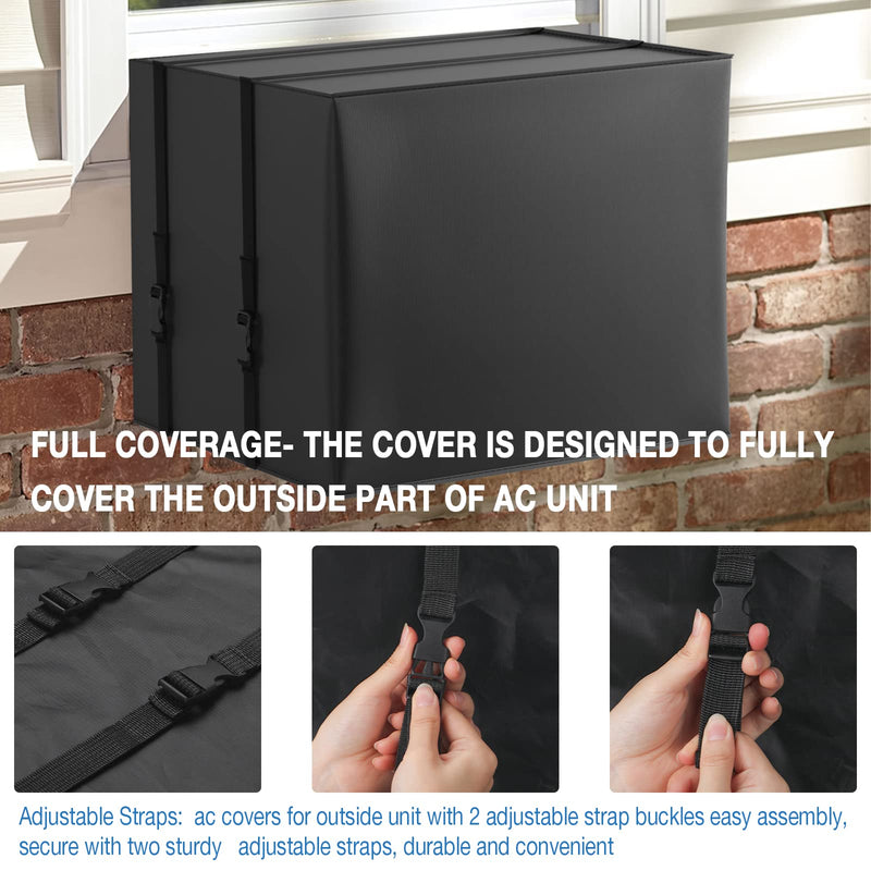 2 Pack Window Air Conditioner Covers, Indoor&Outdoor AC Cover for Winter Size L: 25l*17h*3.5d + 25.5w*20.5d*18h