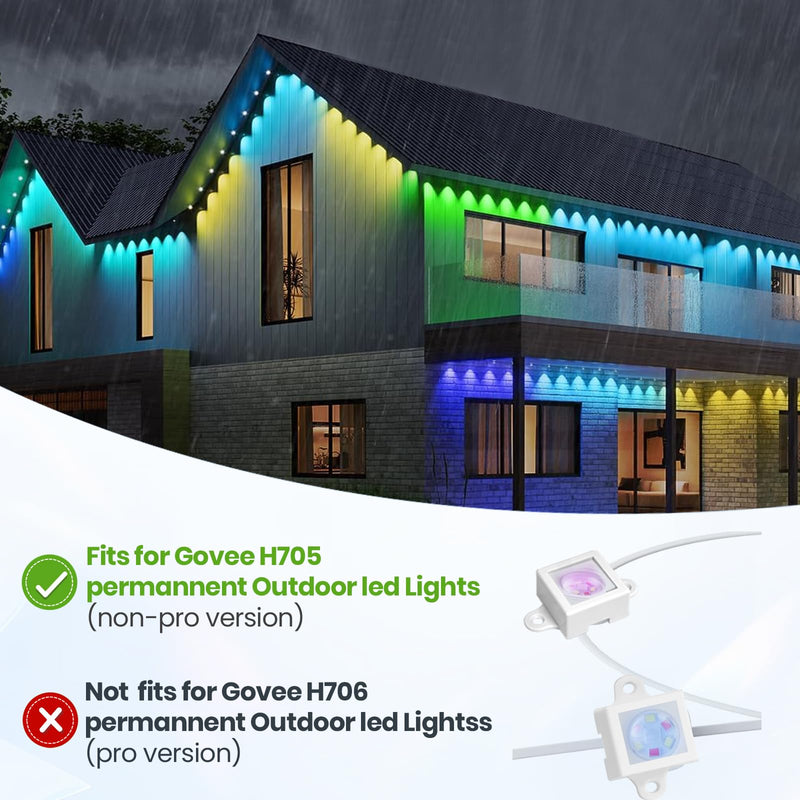Mounting fits for Govee Outdoor LED Lights H705 Non-pro Version Elite H805，Outdoor Light Brackets Clips Holder for Govee（White, 40）