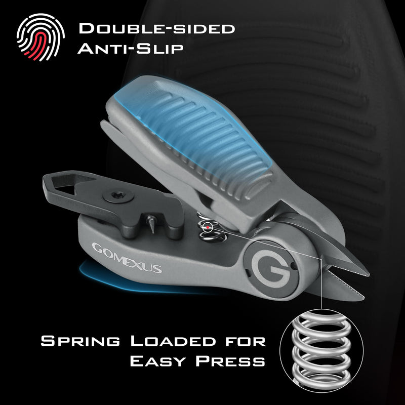 GOMEXUS Sharkbite Fishing Line Cutter with Retractors Fly Fishing Nippers Gray