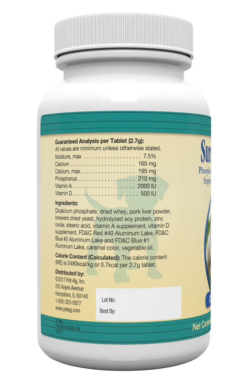 Pet-Ag Sure Grow 100 - Promotes Optimal Bone Development in Puppies Eight Weeks and Older - With Calcium, Phosphorus, and Vitamins A & D - 100 Chewable Tablets
