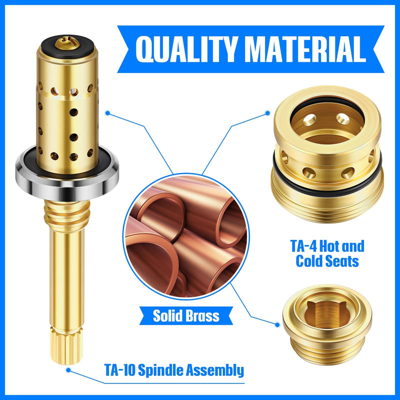 Enhon 1 Set Valve Rebuild Kit Replacement Compatible with Symmons Temptrol Valve, TA-10 Spindle Assembly, TA-4 Hot and Cold Seats, T-11 Washer, Fix Tub/Shower Valve Leak, Solid Brass