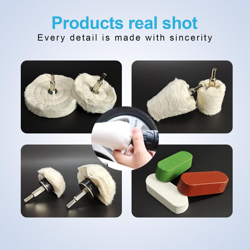 Neeki 6 Drill Polishing Wheels and 3 Polishing Compounds, Multi-Specification Polishing Wheel Kit, Suitable for Metal, Stainless Steel, Jewelry, Wood, Ceramic, Glass and Other Wheel Polishing Tools. 9