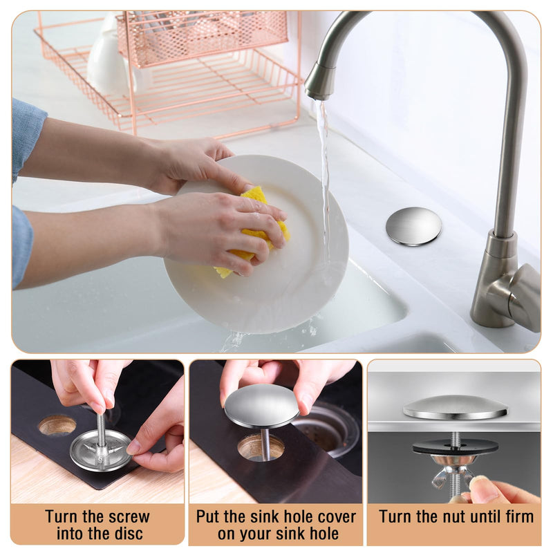 LEIFIDE 2 Pcs 2 Inch Kitchen Sink Hole Cover Faucet Hole Cover Stainless Steel Kitchen Sink Tap Plate Stopper Blanking Metal Plug(Brushed Stainless Steel) Brushed Stainless Steel - NewNest Australia