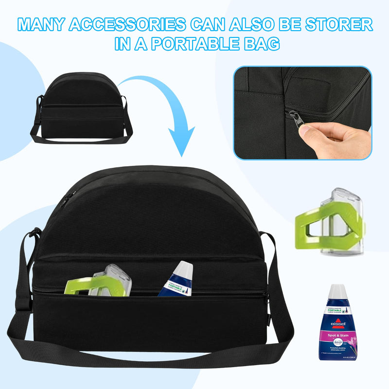 Storage Bag Compatible with Bissell Carpet and Upholstery Cleaner 1400B, Steam Cleaner Organizer Bag for Bissell Carpet Cleaner, Adjustable Travel Carrying Case with Extra Pocket for Accessories Blakc