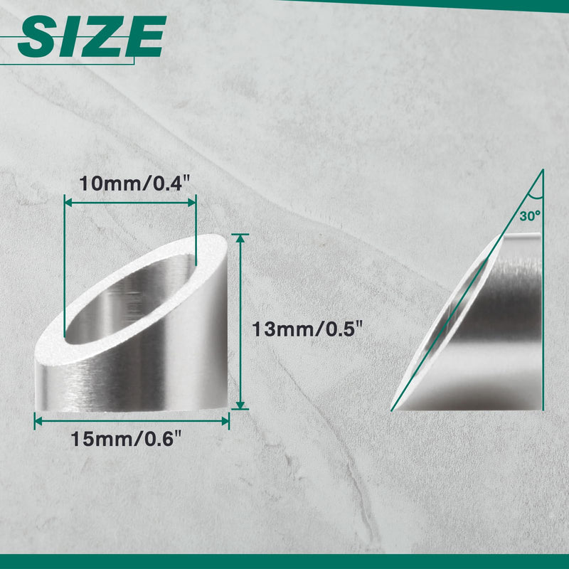 SPEEDWOX 10 Pcs 3/8" 30 Degree Angle Beveled Washers, 316 Stainless Steel Angled Washers, Suit for 1/8" 5/32" 3/16" Wire Rope Cable Application