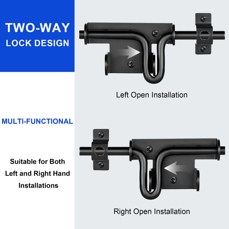 Slide Bolt Gate Latch with Padlock Hole, Heavy Duty Fence Slide Latches Outdoor Doors for Wooden Fence, Shed Door, Vinyl Door-3pack 3