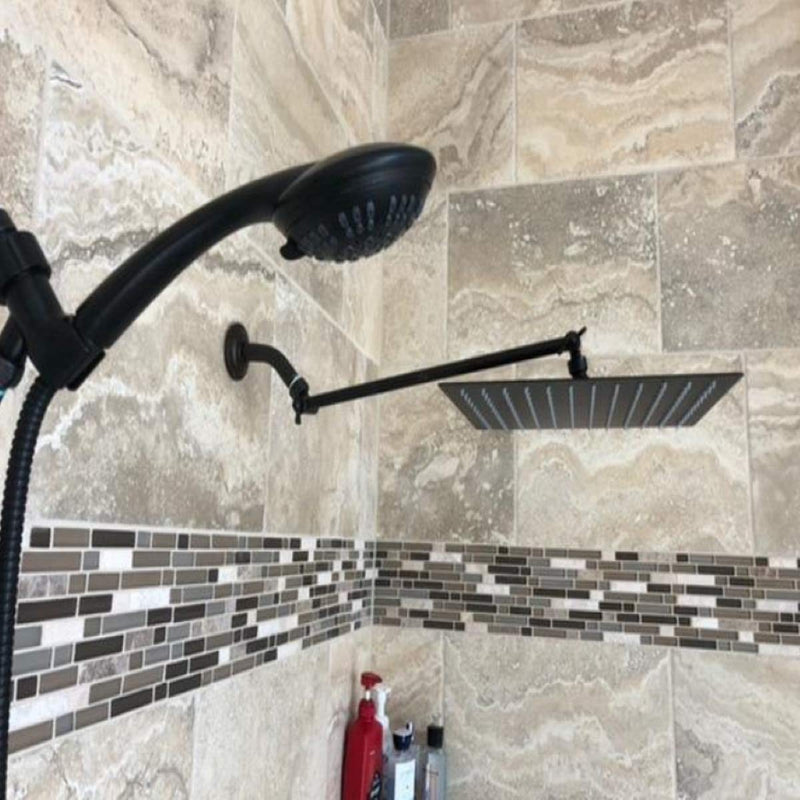 16-Inch Extra Long Shower Extension Arm. Solid Brass. Height/Angle Adjustable With a Unique Locking Gear for a Perfect Position Every time. Holds All Showerhead Sizes!! 16 Inch Oil Rubbed Bronze