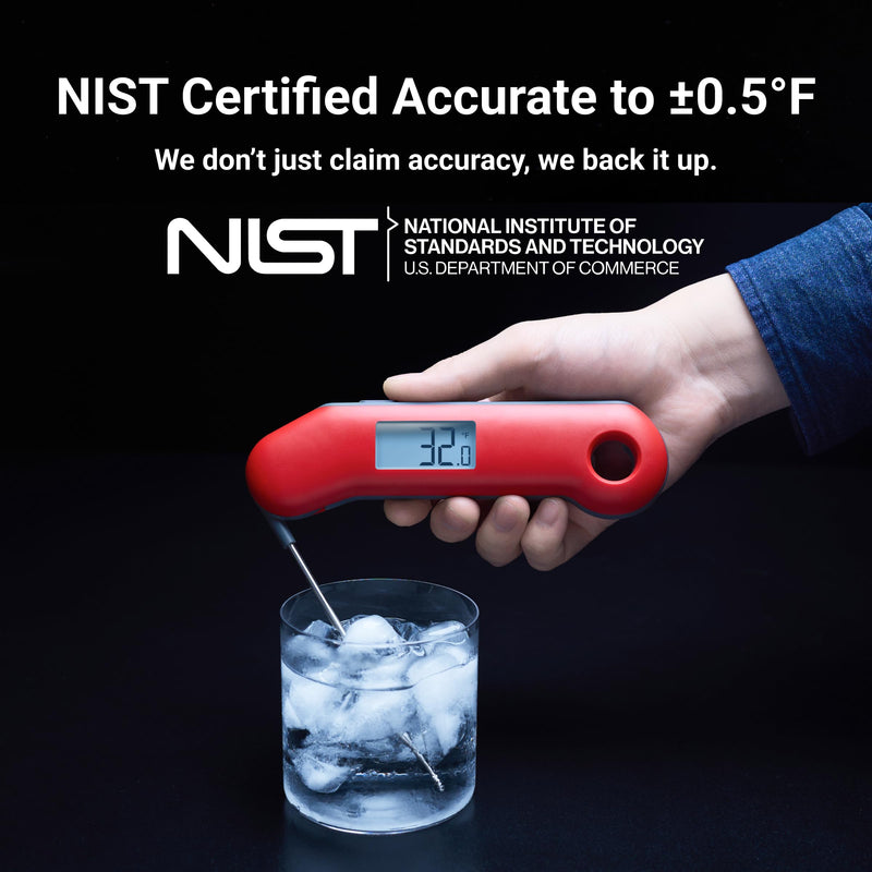 ThermoMaven Professional Digital Meat Thermometer, Ultra Fast 0.5 Sec Instant Read, NIST Certified Accurate to ±0.5°F, IP67 Waterproof, Backlit & Auto-Rotating Display, Auto Wake/Sleep, Dark Red&Gray Dark Red & Gray