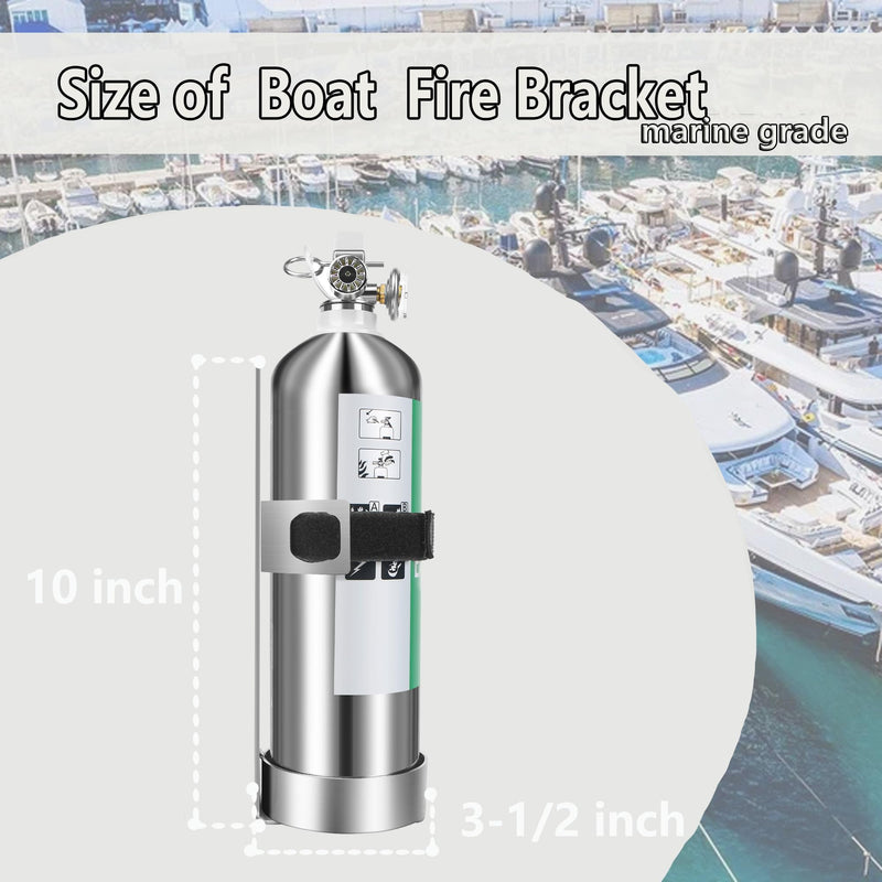 Boat Steel Fire Extinguisher Bracket,304 Stainless Steel Mounting Bracket with Adjustable Straps, Heavy Duty Fire Extinguisher Metal Bracket Compatible with Fire Extinguishers(White/Silvery) (Silver) Silver