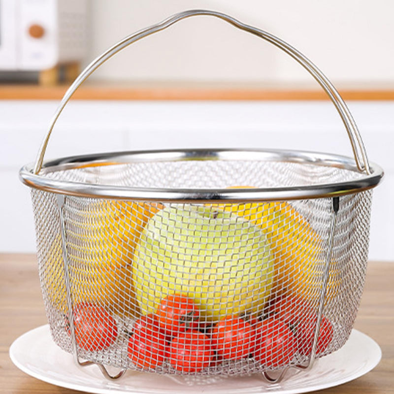Mesh Steamer Basket for Sturdy Stainless Steel Steamer Insert Basket, Mesh Net Strainer and Insert for Pressure Cookers and Pots for Washing Fry Steam (7.8in)