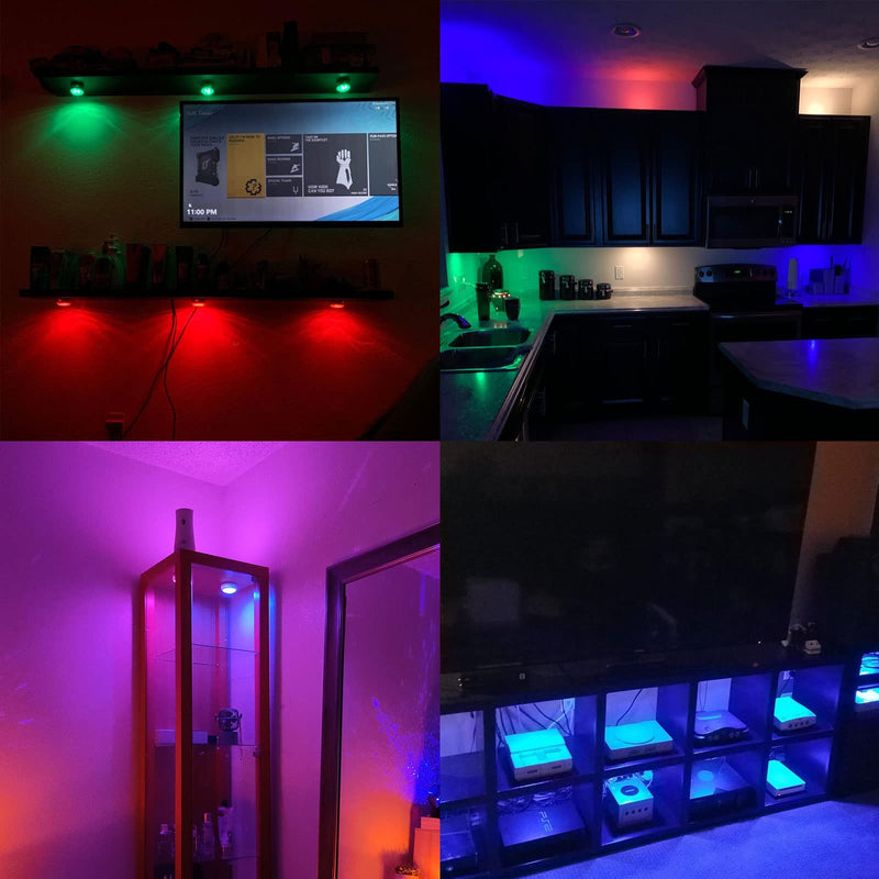 Under-Cabinet-Lights-Rechargeable-Puck-Light: LED Closet Lights with Changeable 16 Colors USB Charging Battery Lights with Timing,Dimmable Under Counter Lights for Kitchen Bedroom Rechargeable 3 pack White