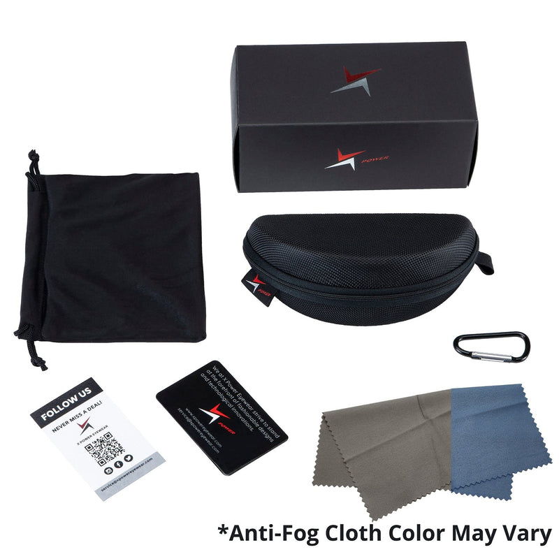 X Power ANSI Z87+ Extra Large Weekenders Safety Sunglasses Impact Resistant Polycarbonate Lens & Frame (Made In Taiwan) 011 Black & Carbon Fiber Frame / Red Mirror Lens