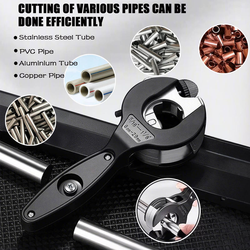 Ratcheting Tubing Cutters, Tubing Cutter 5/16" To 1 1/8", 2 in 1-360° Close Quarters Tube Compact Cutter with Deburring Tool, Pex Cutter Tool for Cutting Copper and Metal Pipes. 5/16" to 1-1/8"