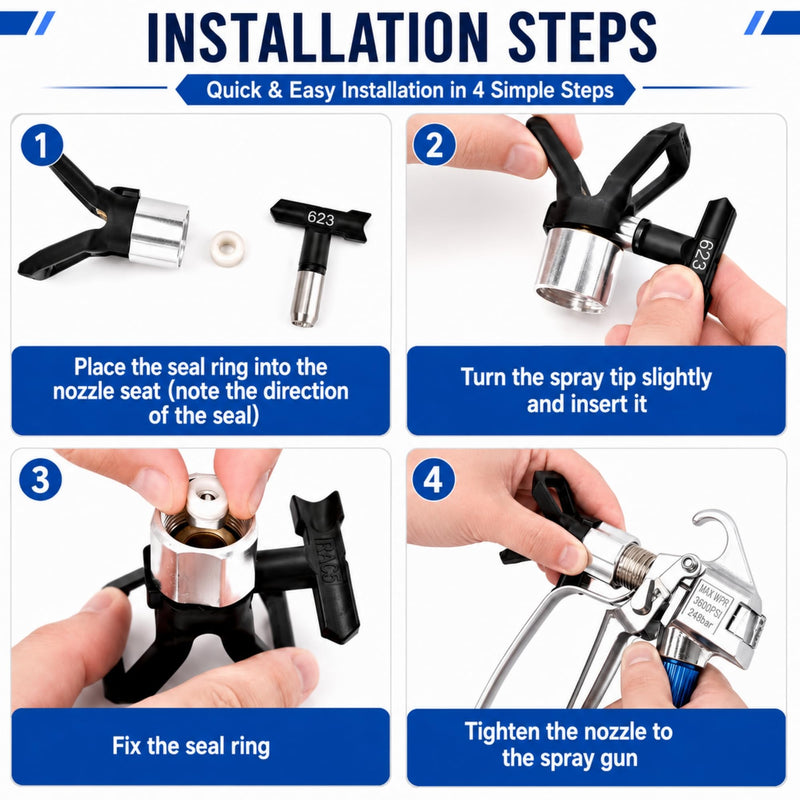 Airless Paint Spray Gun Kit, 3600 PSI, Tips, Extension Wand, Swivel Joint