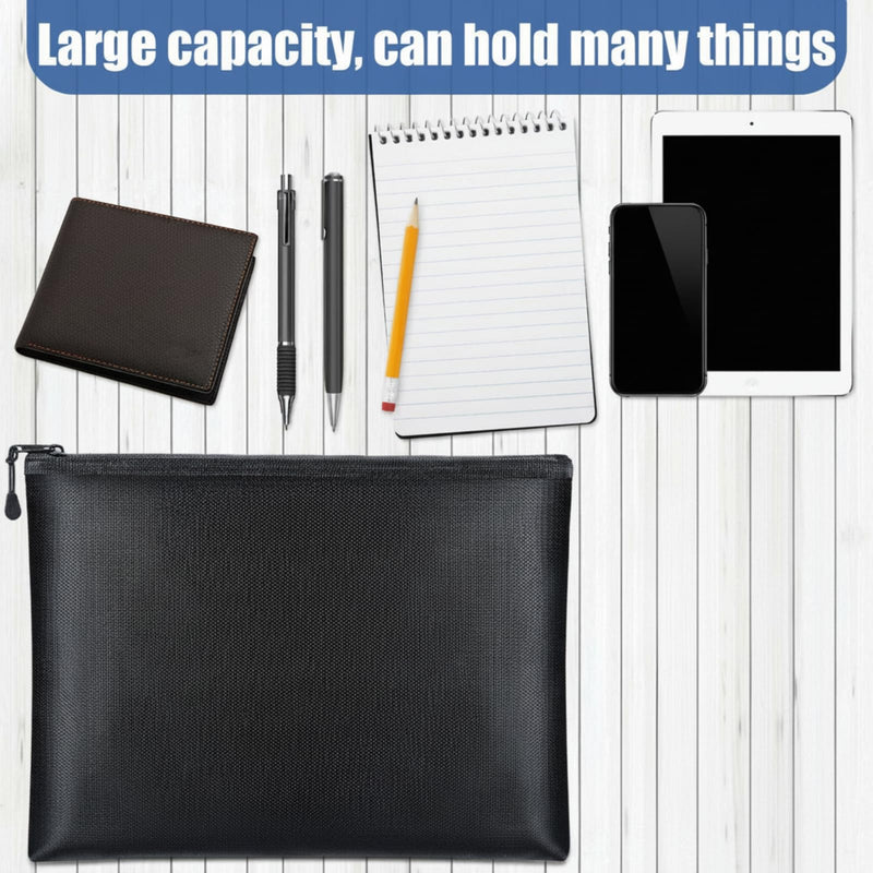 Epakh 4 Pack Fireproof Document Bags 13.4 x 9.4 Inch Waterproof and Fireproof Money Bag Document Holder with Zipper Fireproof Safe Storage Bag for A4 Documents, Money, Passport and Tablet