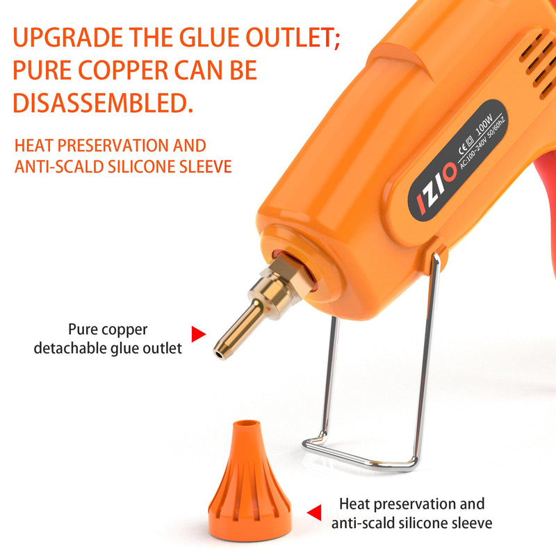 IZIO hot glue gun and sticks set with 21 glue sticks(7/16"), storage pouch, copper nozzle,Equipped with anti scalding mouth, safe switch, ergonomic grip, lightweight for diy projects, home repairs. Pink