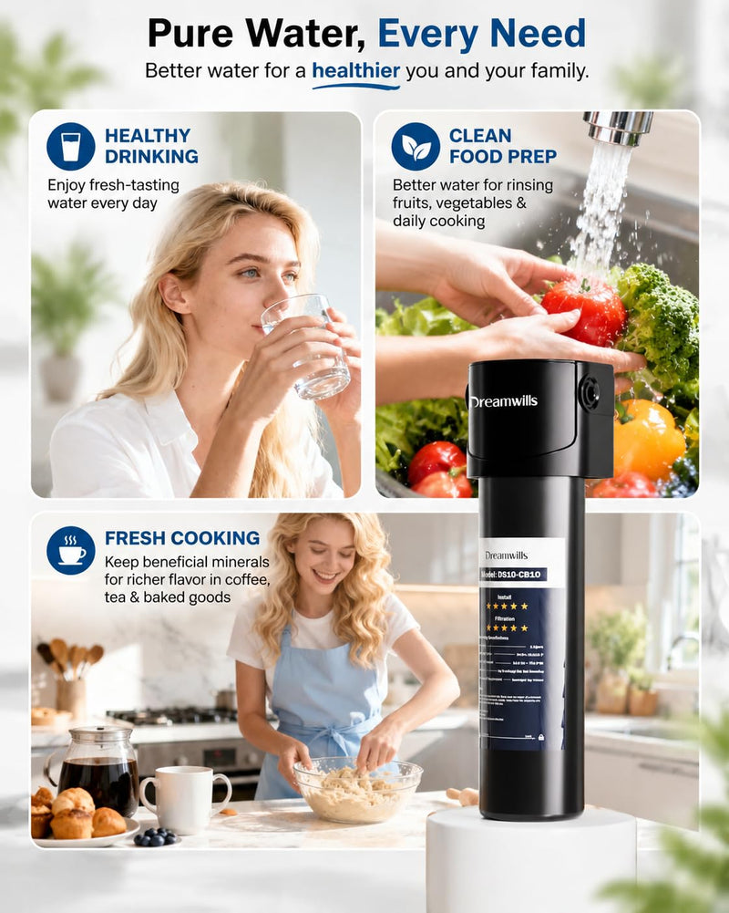 Dreamwills DS10 Under Sink Water Filter System, 1.3 GPM High Flow, 1 Year 11.89 in