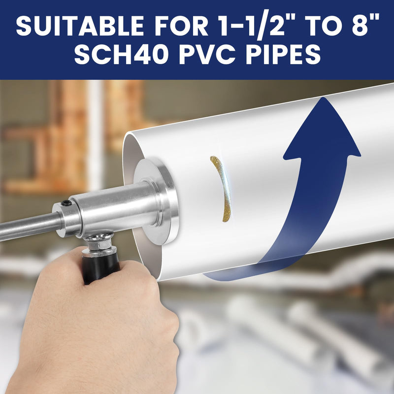 7 Inch Inside Pipe Cutter for PVC Pipe, Internal/Inside PVC Pipe Cutter for Drill with Diamond Grit Cutting Wheel PVC Cutter with Hex Shank, Handle and Drill Attachment for Plumbing, Irrigation 5 Diamond Grit Cutting Wheels