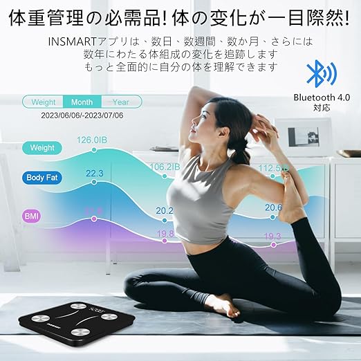 INSMART Body Fat Meter, Body Composition Meter, 13 Items Measurable, Weight Scale, Smart Phone Linked Health Meter, Popular, Weight Scale, Bluetooth Compatible, 260H (Japanese APP & Instruction - NewNest Australia