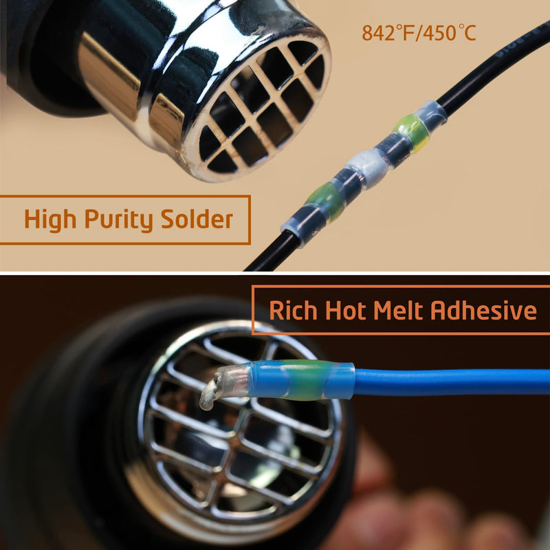 350 Pcs Solder Seal Wire Connectors Heat Shrink Butt Connectors Kit Marine Waterproof Wiring Electrical Cable Splice Terminals for Boat Automotive RV Trailer 350 PCS