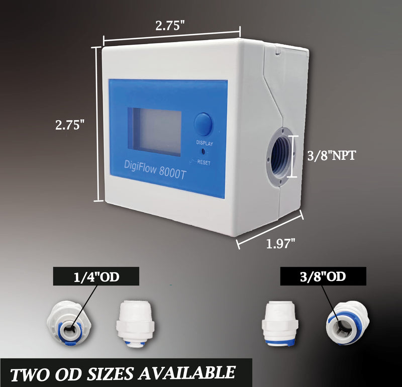 Filter Monitor Flowmeter Digital LCD Display Water Liquid Control Flow Sensor 3/8" NPT Liter/Gallon Counting Down
