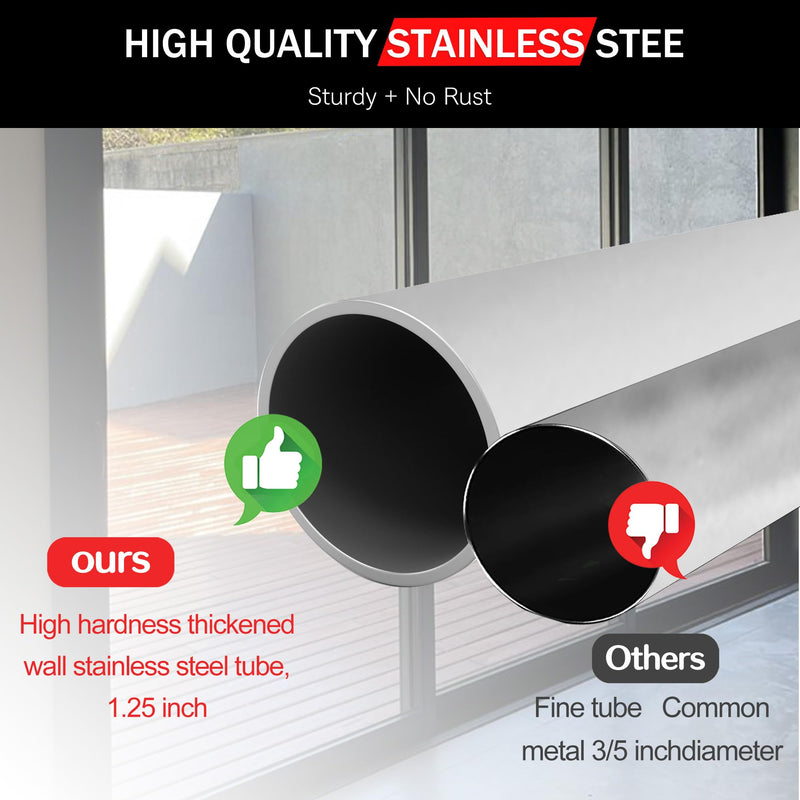 Sliding Door Security Bar, 17.1-40 inches Adjustable Sliding Glass Patio Door Security Bar, White Sliding Door Lock Bar with Rubber Tips, 1.25 inch Diameter Window Security Bar for Home