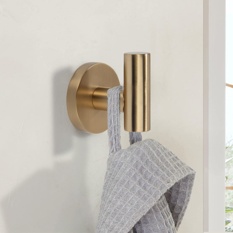 TUNNY 3 Pack Round Bathroom Towel Hooks -Champagne Gold Robe Hooks Coat Hooks Wall Hooks for Bathroom Hooks Bedroom Hooks Kitchen Hooks Champagne Gold
