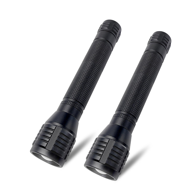 High Lumens Zoomable LED Flashlight, 3 Modes, AA Battery Powered – Powerful for Camping, Outdoor, and Emergency Use,2-Pack 3-Mode