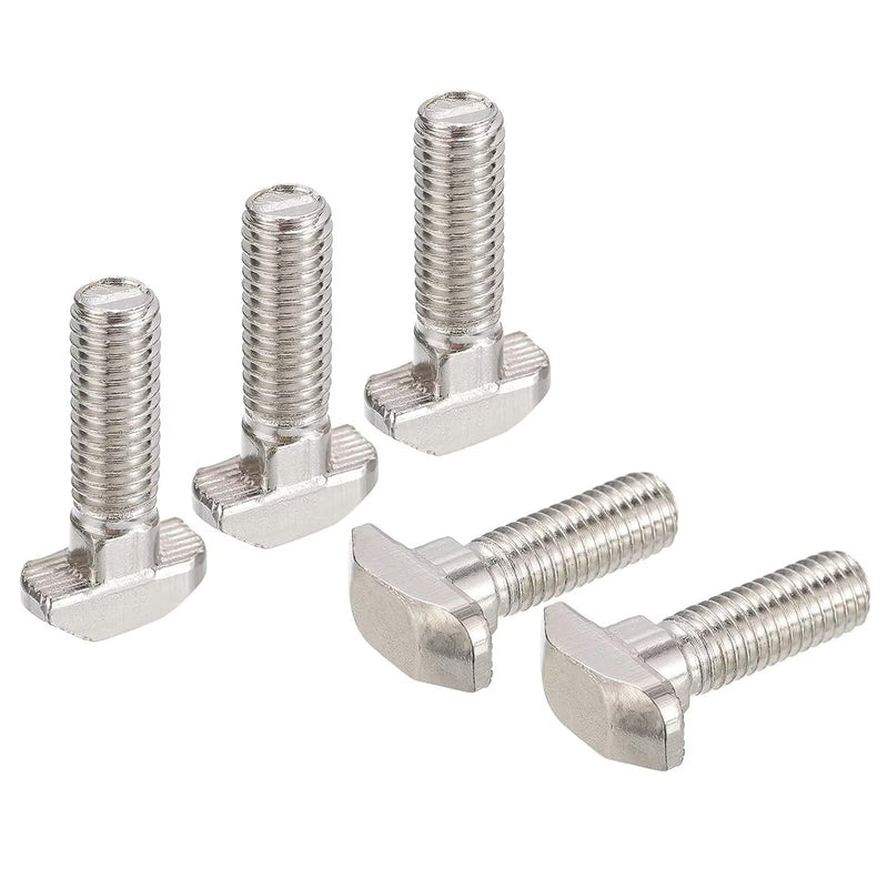 M6 x 16mm Metric Thread T Slot,Drop-in Stud Sliding T-Bolt,Hammer Head Bolt,T Screw Stud for 3030 Series Standard 8mm T-Slot Aluminum Extrusion Profile,Carbon Steel Nickel Plated (30-Series,10 Pcs) 30-M6x16mm（10 Pcs）