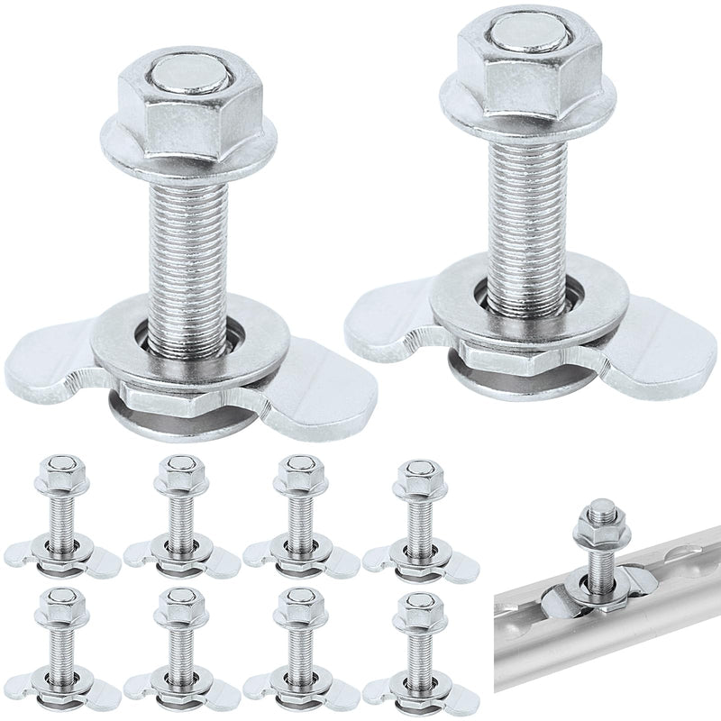 L Track Threaded Stud Fittings L-Track Threaded Double Stud Lug Fitting Tie Down, Used with L Track Rails for Truck Bed or Trailer Cargo Control, Pack of 10, Sliver Silver