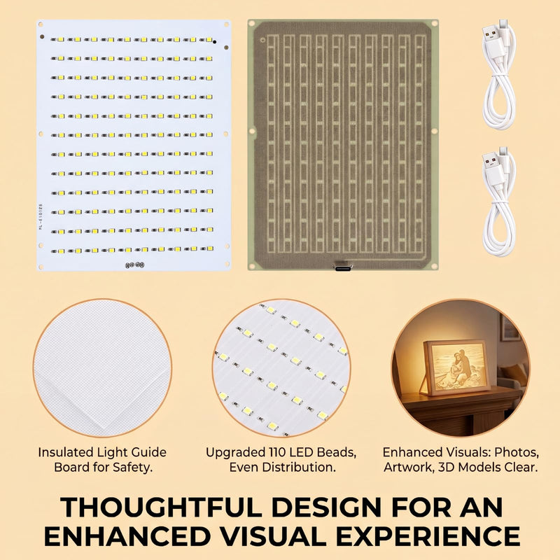 Sabary 10 Pcs CMYK Lithophane LED Backlight Board Kit Compatible with Bambu Lab P1/x1/a1 Multiple Models 3D Printer Light Photo Model DIY Board with USB Cable Upgraded Beads 5v Type-c Powered