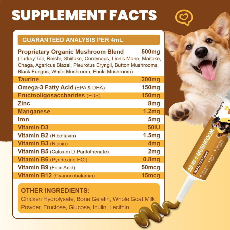 Mushrooms for Dogs - Turkey Tail Mushroom for Dogs Lumps and Bumps, Immune System, Digestion, Skin, Energy, Joint- 13 Mushrooms Turkey Tail, Chaga, Reishi, Lion's Mane - 60ML, Chicken Flavor