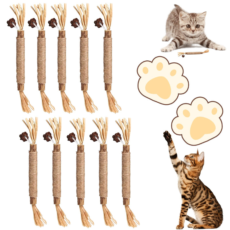 UBIETY Natural Silvervine Dental Sticks, silvervine Sticks for Cats，Natural Cat Chew Stick, Interactive Kitten Chew Playthings, for Indoor Kitty Nip Teeth Cleaning Dental Care Biting (10PCS) 10PCS