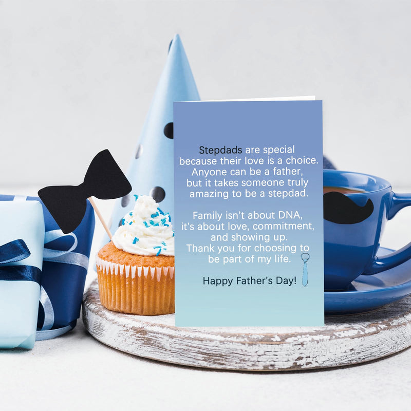 Happy Fathers Day Card for Step Dad, Bonus Dad Father's Day Gifts, Thoughtful Step Fathers Gifts Ideas from Step Daughter Son Kids CD-044