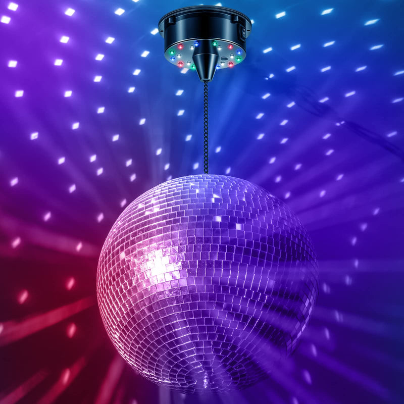 6RPM Rotating Disco Ball Mount Electric Motor with Lights 4 Colors for 6 8 12 Inch (Not Included) 2 Mode Christmas Party DJs Bands Pubs Weddings Night Clubs (Battery Style) Battery Style